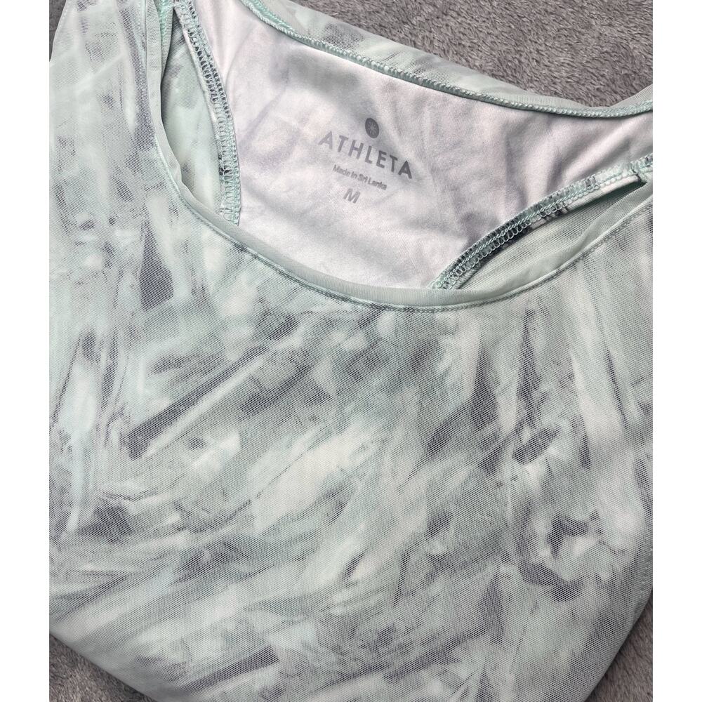 Athleta Womens Mesh Layered Racerback Tank Top Mint Green Abstract Print‎ Size M